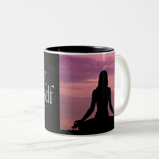 Boho Schwarz-Weiß-Liebe Ihr eigenes Foto Zweifarbige Tasse (VorderseiteRechts)