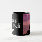 Boho Schwarz-Weiß-Liebe Ihr eigenes Foto Zweifarbige Tasse (Mittel)