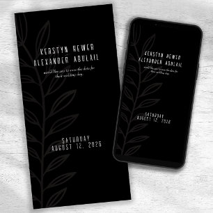Boho Schwarz-Weiß Vintage Botanische Hochzeit