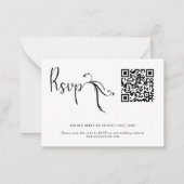 Boho Schwarz-weiß Wedding QR Code Budget RSVP Card Mitteilungskarte (Vorderseite)
