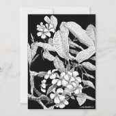 Boho Schwarz-weiß Zeichnend Blumenhochzeit Einladung (Rückseite)