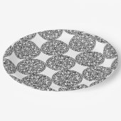 Boho schwarz-weiße Knoten und Seilmuster Pappteller (Schrägansicht)