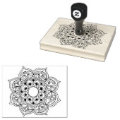 Boho Schwarz-weiße Mandala Blütenfarbe Gummistempel (Stempel)