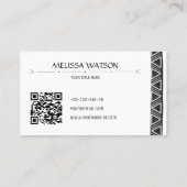 Boho schwarz-weiße Weibchen minimal Visitenkarte (Rückseite)