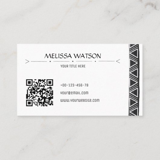 Boho schwarz-weiße Weibchen minimal Visitenkarte (Rückseite)