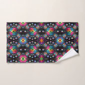 Boho Schwarze Blumen Regenbogen Badhandtuch Set (Handtuch)