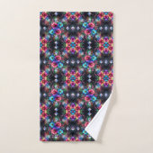 Boho Schwarze Blumen Regenbogen Badhandtuch Set (Handtuch)