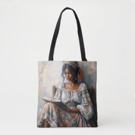 Boho Schwarze Frau beim Lesen Tasche