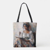 Boho Schwarze Frau beim Lesen Tasche (Rückseite)
