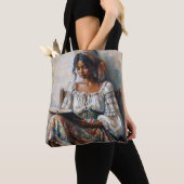 Boho Schwarze Frau beim Lesen Tasche (Von Nahem)
