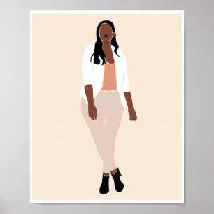 Boho Schwarze Frau Weißer Blazer Modekunst Poster
