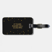 Boho Schwarzer Goldbrunnen| Mit Monogramm Mädchen Gepäckanhänger (Rückseite horizontal)