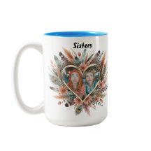 Boho-Schwester-Tasse mit floralem Herzen & Namen