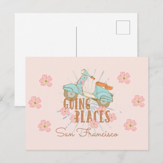 Boho Scooter Going Places Postkarte (Vorne/Hinten)