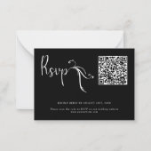 Boho Script Black Wedding QR Code Budget RSVP Card Mitteilungskarte (Vorderseite)