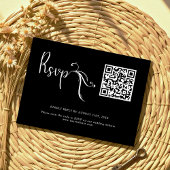 Boho Script Black Wedding QR Code Budget RSVP Card Mitteilungskarte