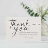 Boho Script-Brautparty Dankeskarte (Stehend Vorderseite)