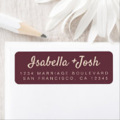 Boho Script Burgundy Ivory Wedding Rücksendeadress (Insitu)