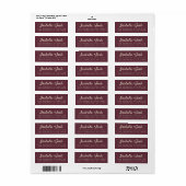 Boho Script Burgundy Ivory Wedding Rücksendeadress (Vorne)