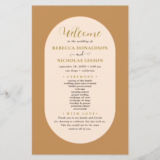 Boho Script Calligraphy Wedding Program (Vorderseite)