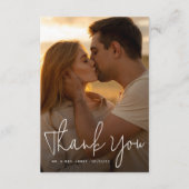 Boho Script & Classic Typografy Foto Wedding Dankeskarte (Vorderseite)