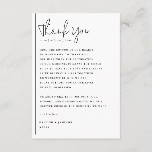 Boho Script & Classic Typografy Foto Wedding Dankeskarte (Rückseite)