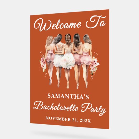 Boho Script Fall Junggeselinnen-Abschied Willkomme Acrylschild (Winkel)