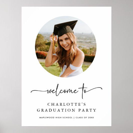 Boho Script Foto Abschluss Begrüßungszeichen Poster (Vorne)