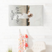 Boho Script Foto Baby Dusche Willkommen Banner (Insitu)