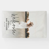 Boho Script Foto Baby Dusche Willkommen Banner (Horizontal)