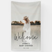 Boho Script Foto Baby Dusche Willkommen Banner (Vertikal)