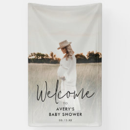 Boho Script Foto Baby Dusche Willkommen Banner