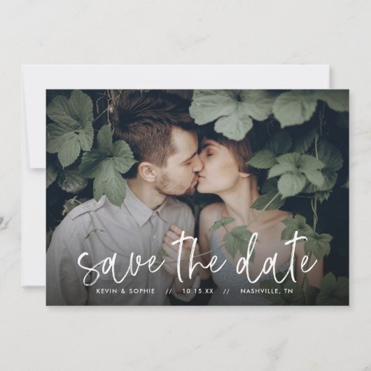 Boho Script-Foto-Overlay Save the Date (Vorderseite)