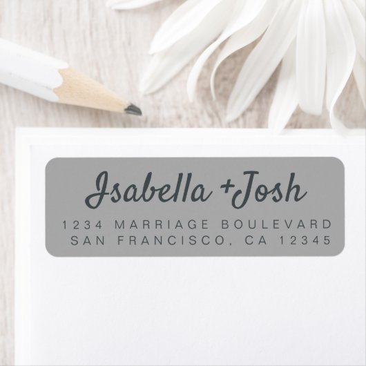 Boho Script Gray Wedding Rücksendeadresse (Insitu)