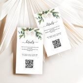 Boho Script Greenery Wedding Reception QR Code Mitteilungskarte