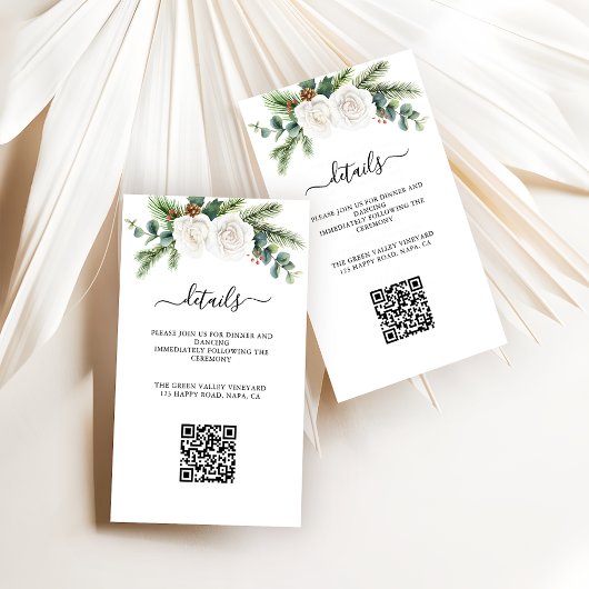 Boho Script Greenery Wedding Reception QR Code Mitteilungskarte