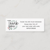 Boho script handwriting thank you logo mini visitenkarte (Vorderseite)