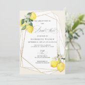 Boho Script Lemon Citrus Summer Brautparty Einladung (Stehend Vorderseite)
