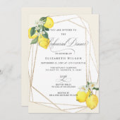 Boho Script Lemon Citrus Summer Probe Dinner Einladung (Vorne/Hinten)