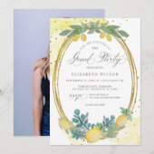 Boho Script Lemon Summer Foto Abschluss Einladung (Vorne/Hinten)