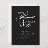 Boho-Script Minimalist Schwarze Hochzeit Save The Date (Vorderseite)