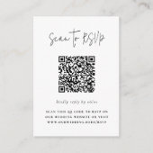 Boho Script Modern QR Code Foto Wedding RSVP Begleitkarte (Vorderseite)