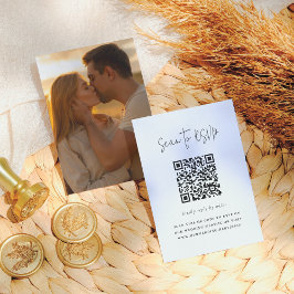 Boho Script Modern QR Code Foto Wedding RSVP Begleitkarte