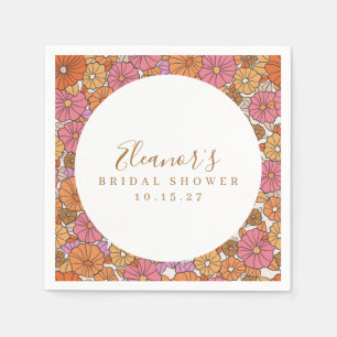 Boho Script Ocker Rosa Florale Hochzeitsdusche Cus Serviette