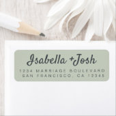 Boho Script Pastel Green Wedding Rücksendeadresse (Insitu)