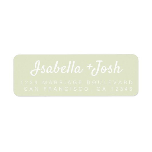 Boho Script Pastel Green Wedding Rücksendeadresse (Vorne)