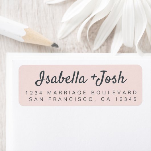 Boho Script Pastel Pink Wedding Rücksendeadresse (Insitu)