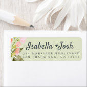 Boho Script Pink Floral Wedding Rücksendeadresse (Insitu)