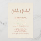Boho-Script- QR-Code-Cream-Hochzeit-Luxus-Echt Folieneinladung (Vorderseite)