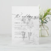 Boho-Script-QR-Code-Foto-Hochzeit Einladung (Stehend Vorderseite)